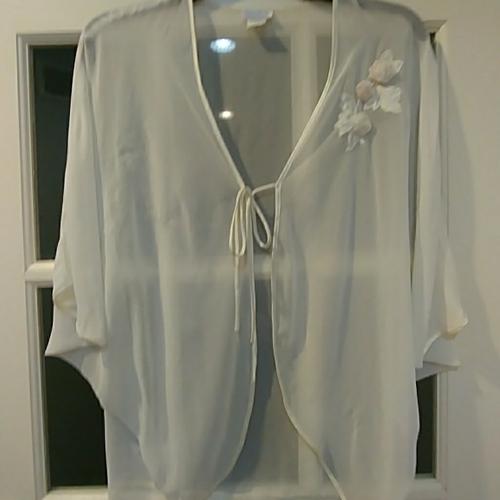 Sheer lingerie cardigan cream color
